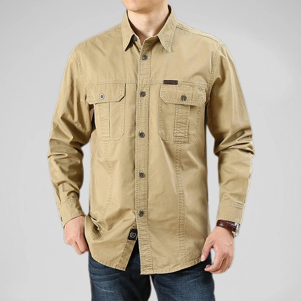 Chemise Casual Militaire en Coton