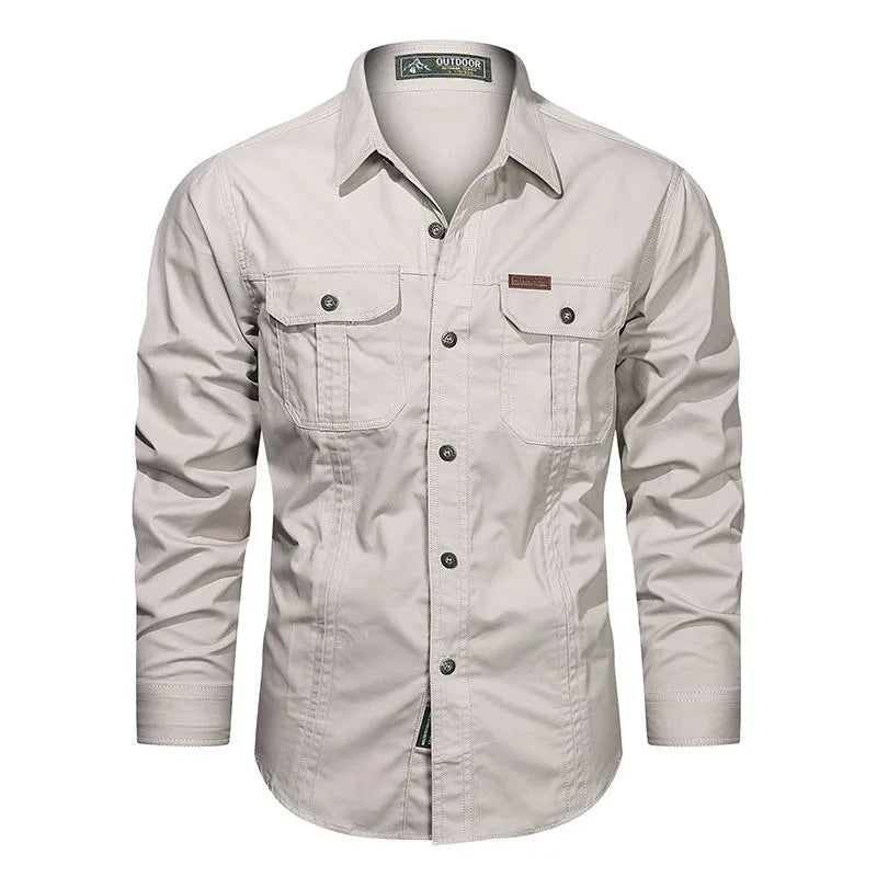 Chemise Casual Militaire en Coton