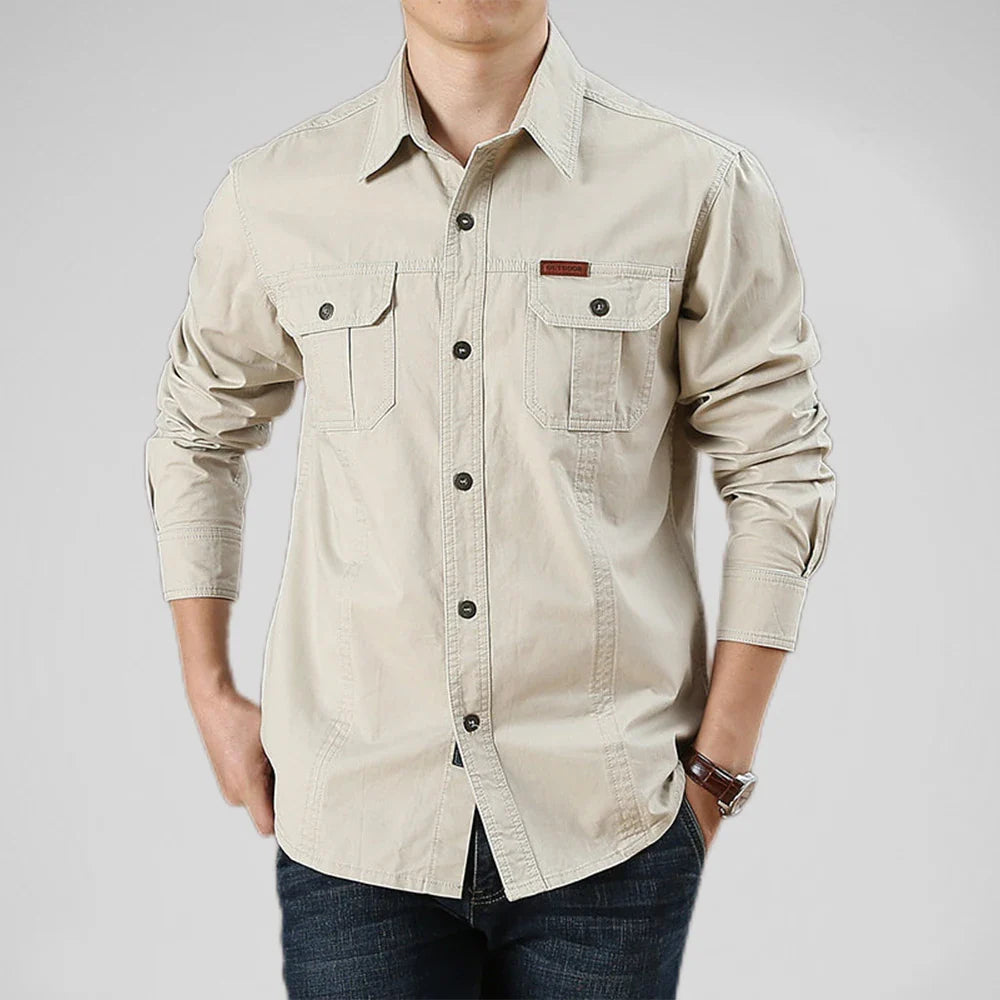 Chemise Casual Militaire en Coton