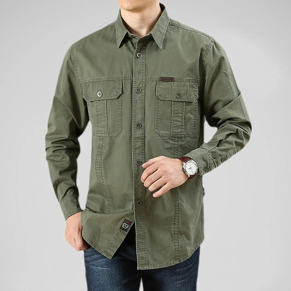 Chemise Casual Militaire en Coton