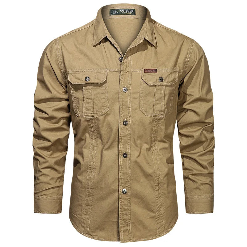 Chemise Casual Militaire en Coton